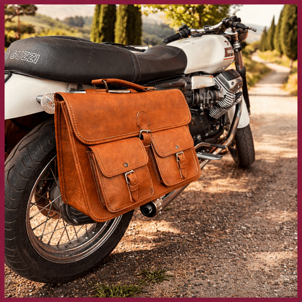 Borsa in Sella pelle artigianale italiana vintage motociclista tracolla