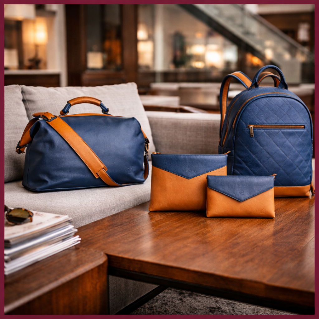 Set accessori pelle artigianale coordinati borsa pochette porta documenti