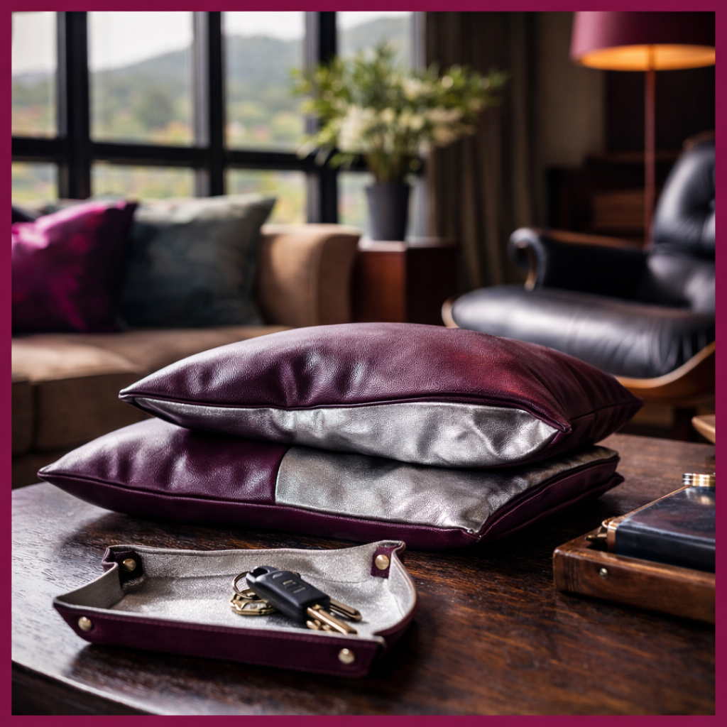 Set Home Business pelle artigianale italiana cuscino svuotatasche coordinati scrivania